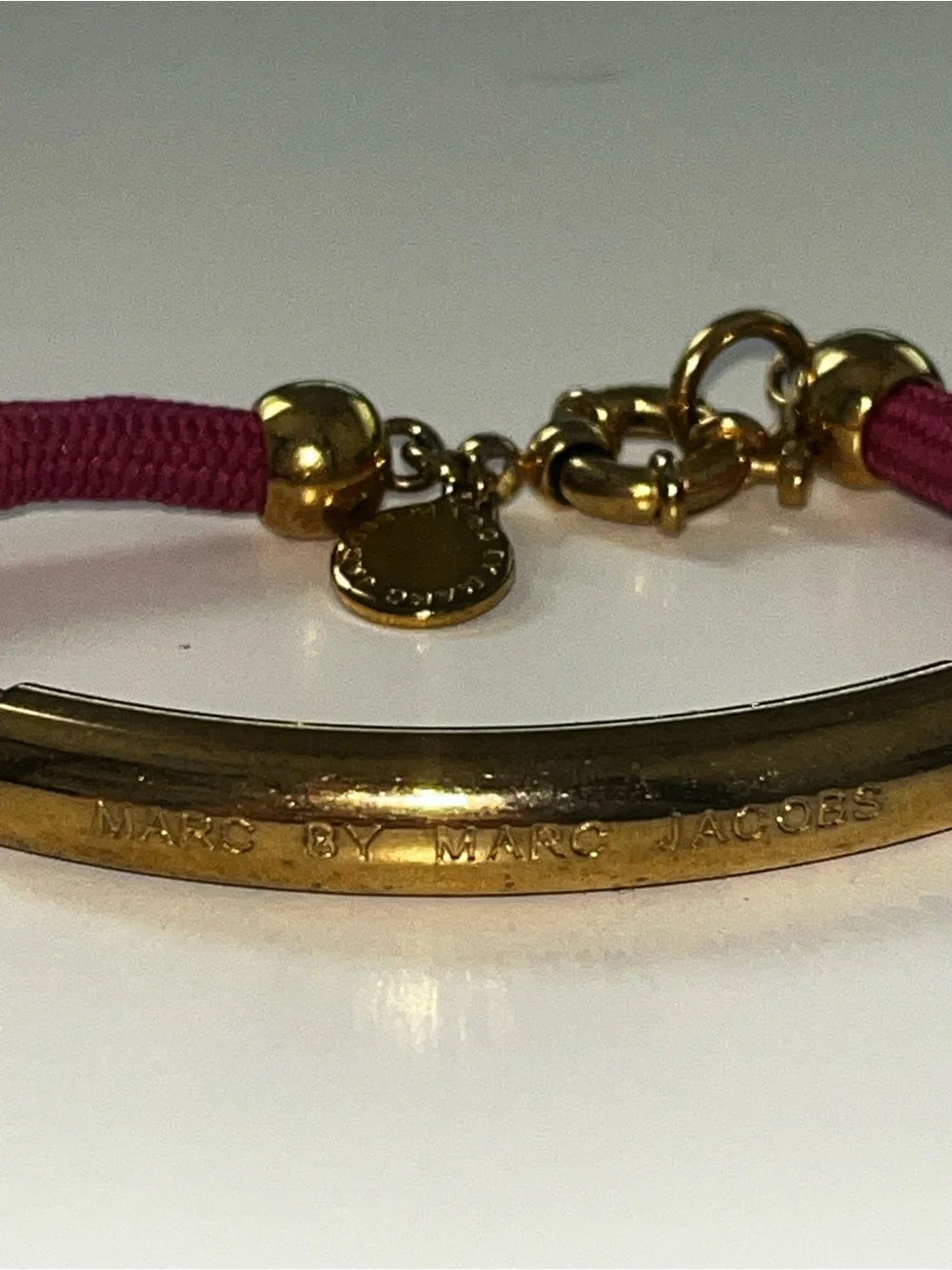 Marc By Marc Jacobs Pink Elastic Hair Tie with Gold Accent